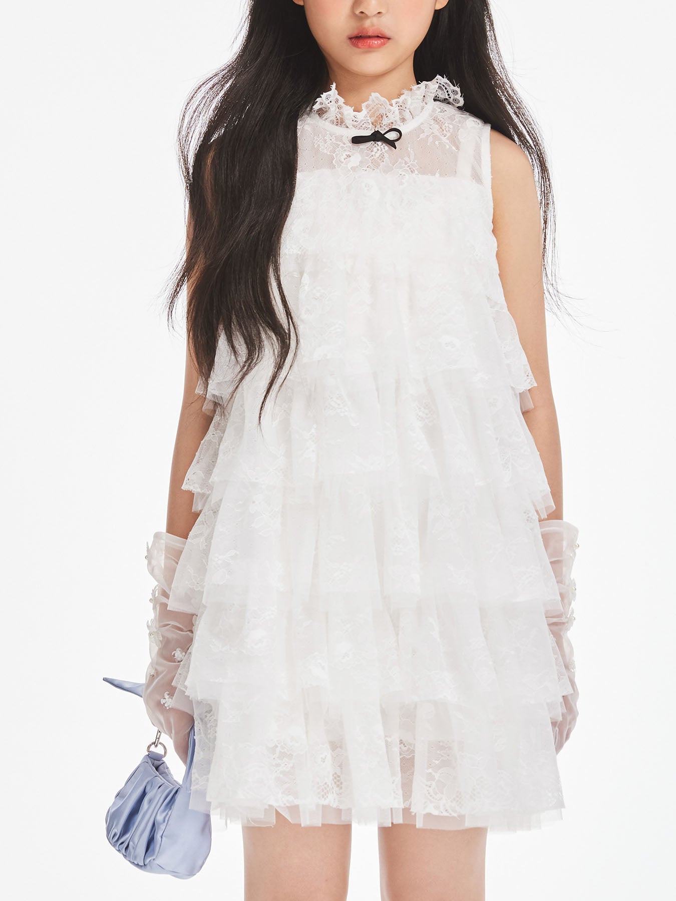 Girly Lace & Tulle Sleeveless Princess Dress for Girls