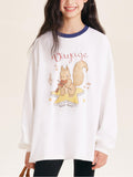 Girls Squirrel Print Long Sleeve Cotton T Shirt