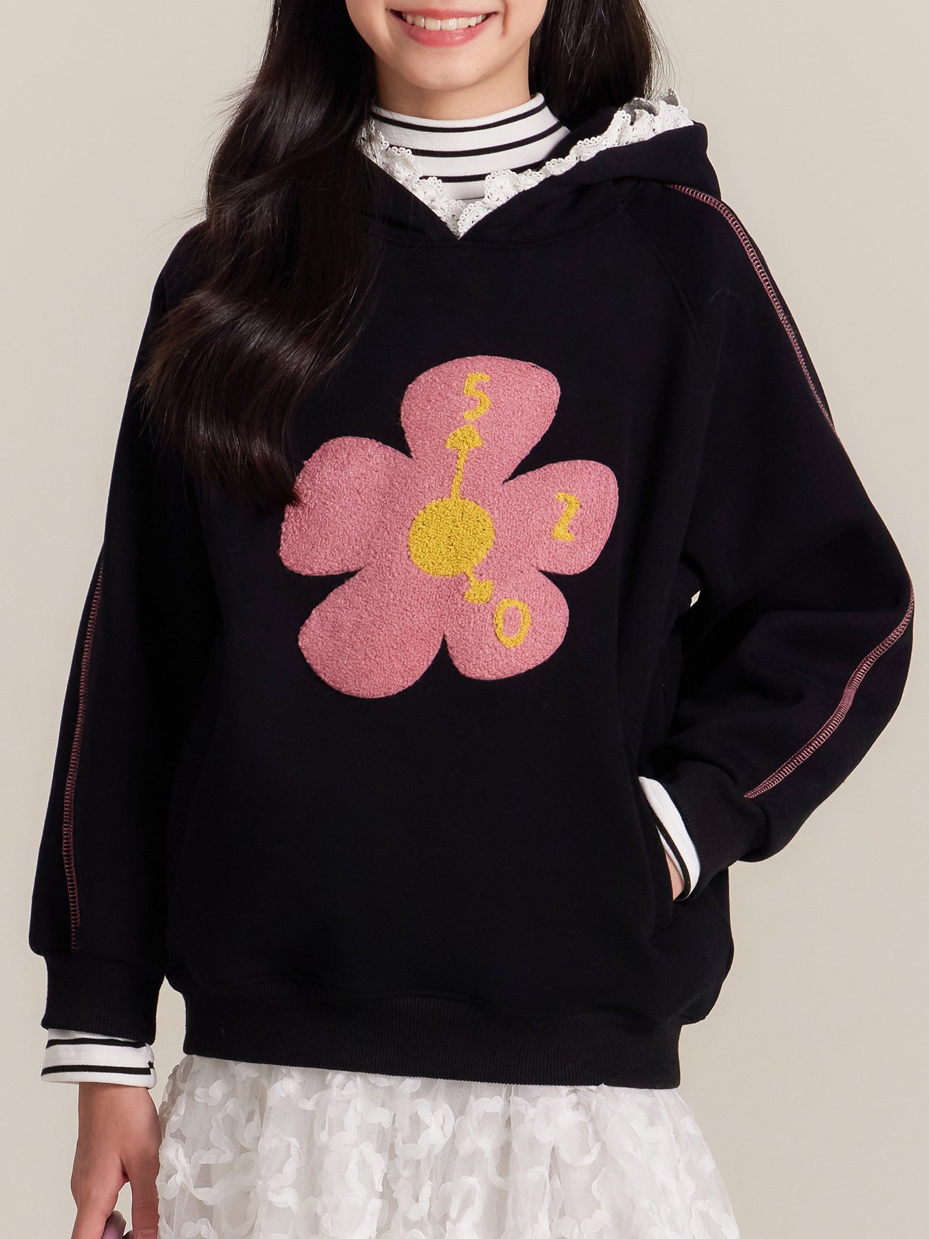 Girls Hooded Sweatshirt Loose Casual Pullover Top