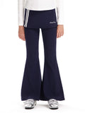 Girls Flared Pants with Skirt Overlay and Logo Embroidery