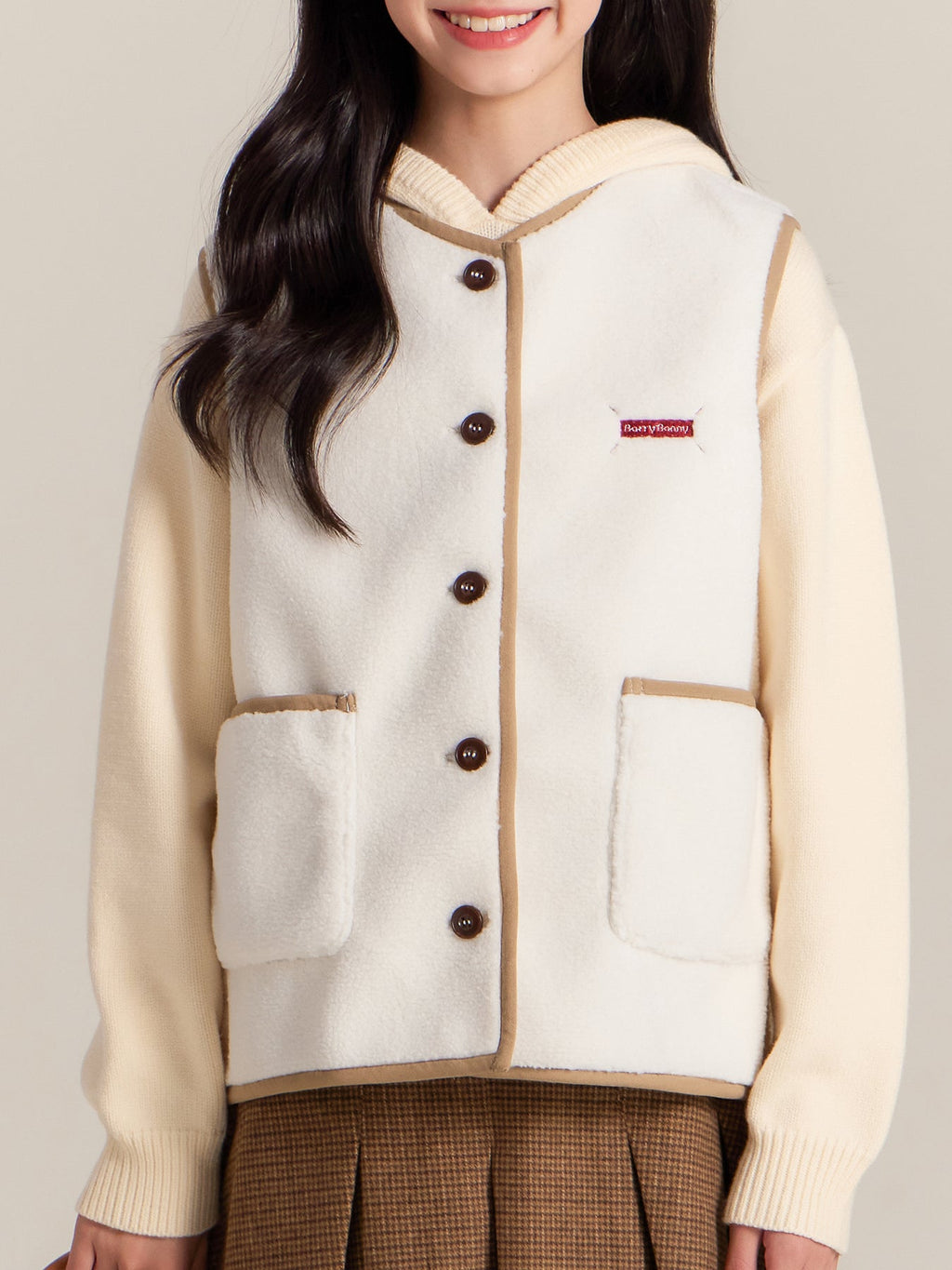 Girls Button Front Vest with Pockets