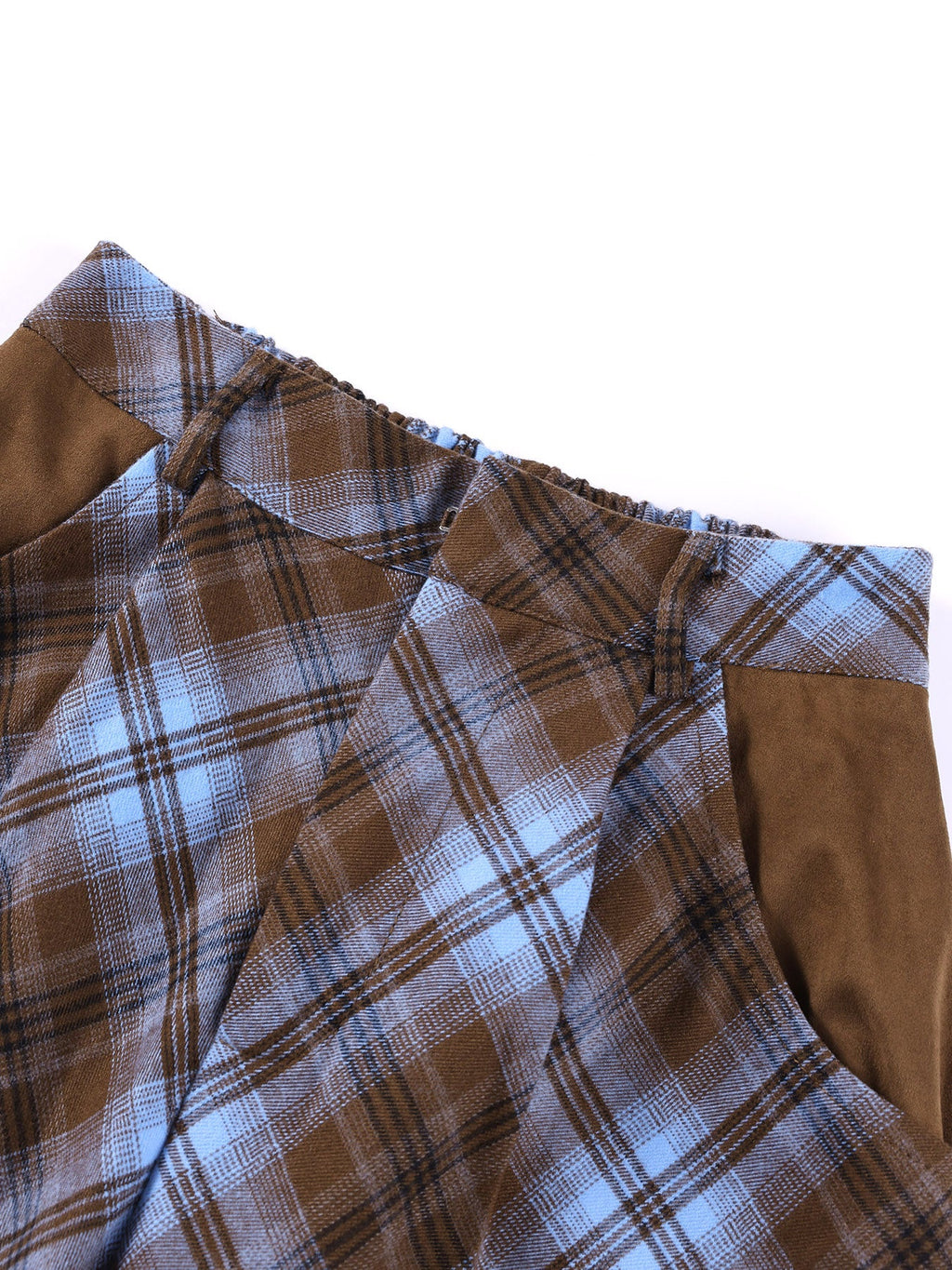 Unisex Blue Plaid Wide Leg Pants with Relaxed Fit