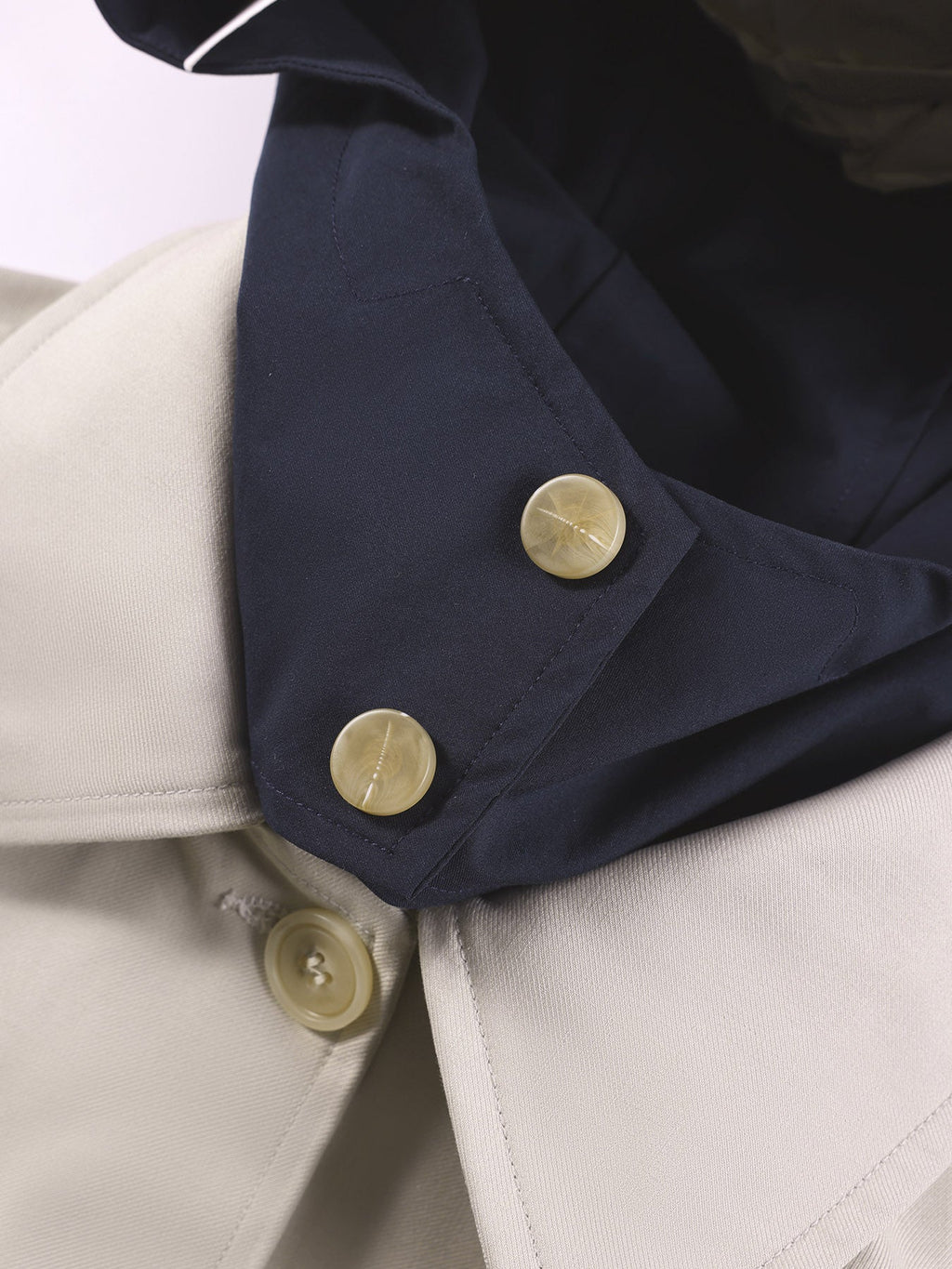 Stylish Mid-Length Trench Coat for Girls – Classic Apricot with Navy Collar