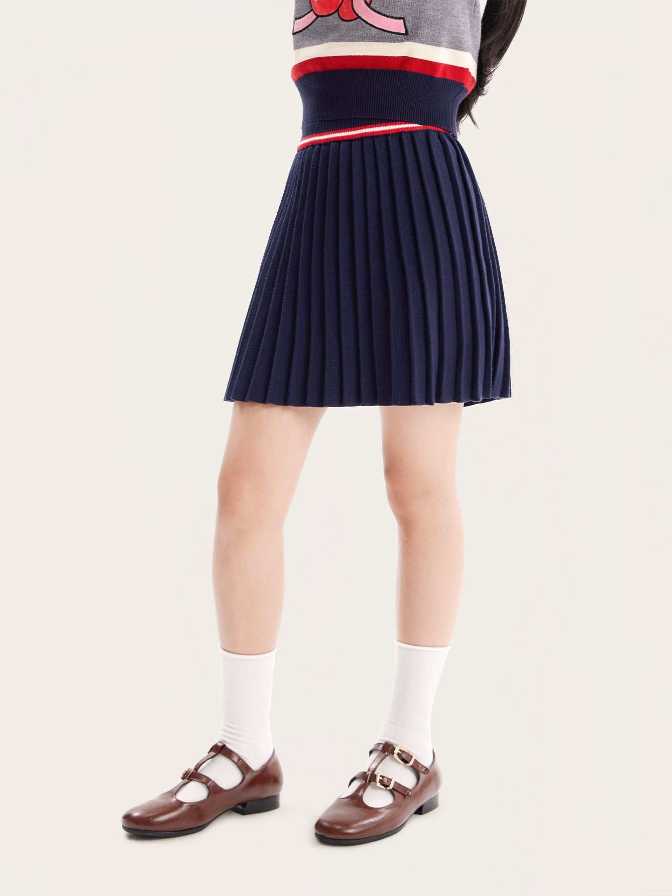 Kids’ Classic Pleated Knit Skirt with Collegiate Style