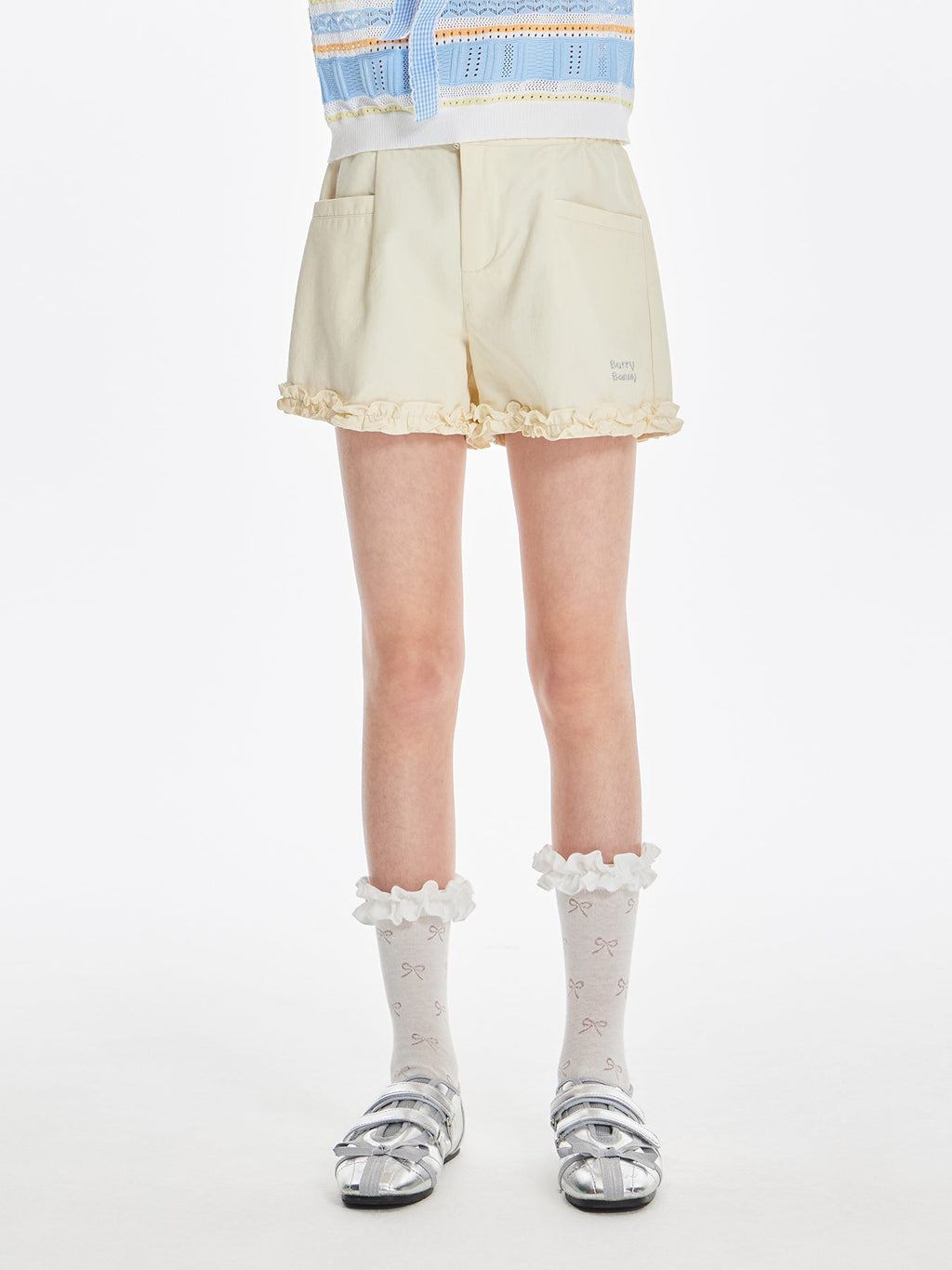 Girls Ruffle Hem Cotton Knit Summer Casual Shorts