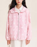 Girls Pink Windbreaker Jacket with Hood and Zip