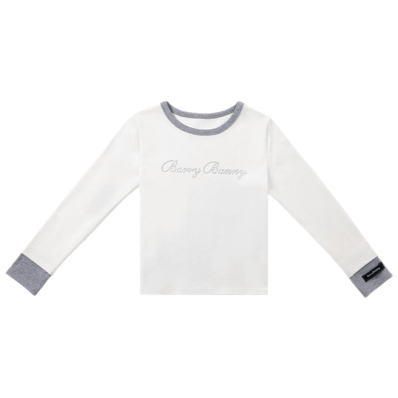 Girls Classic Solid Long Sleeve Crewneck Top