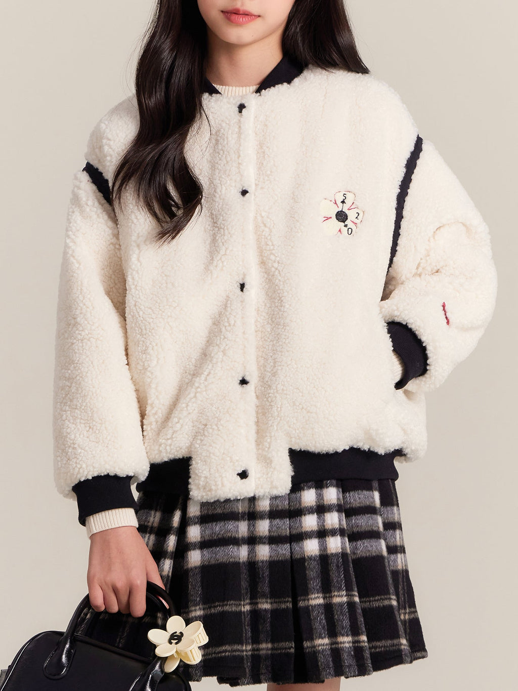 Girls Cozy Button Front Winter Jacket