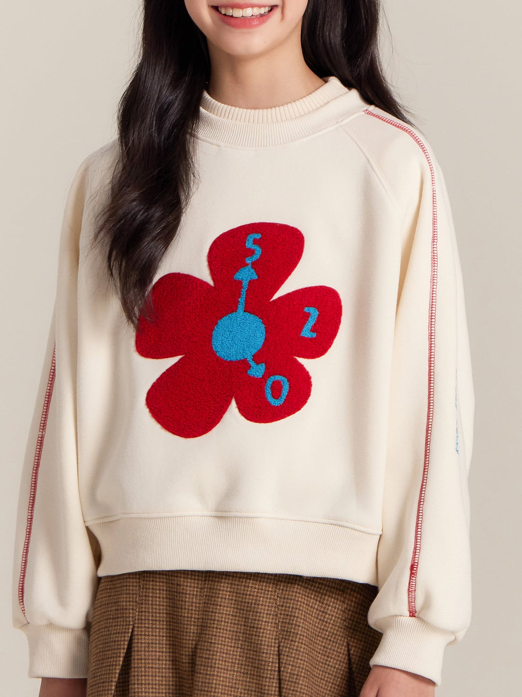Girls Cozy Flower Graphic Fleece Sweatshirt Casual