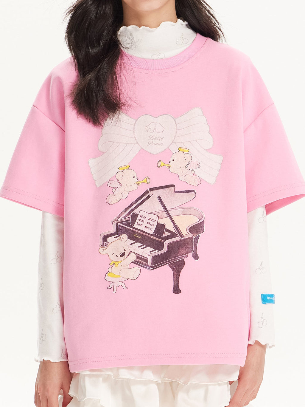 Girls Pink Short Sleeve Graphic Cotton T-Shirt