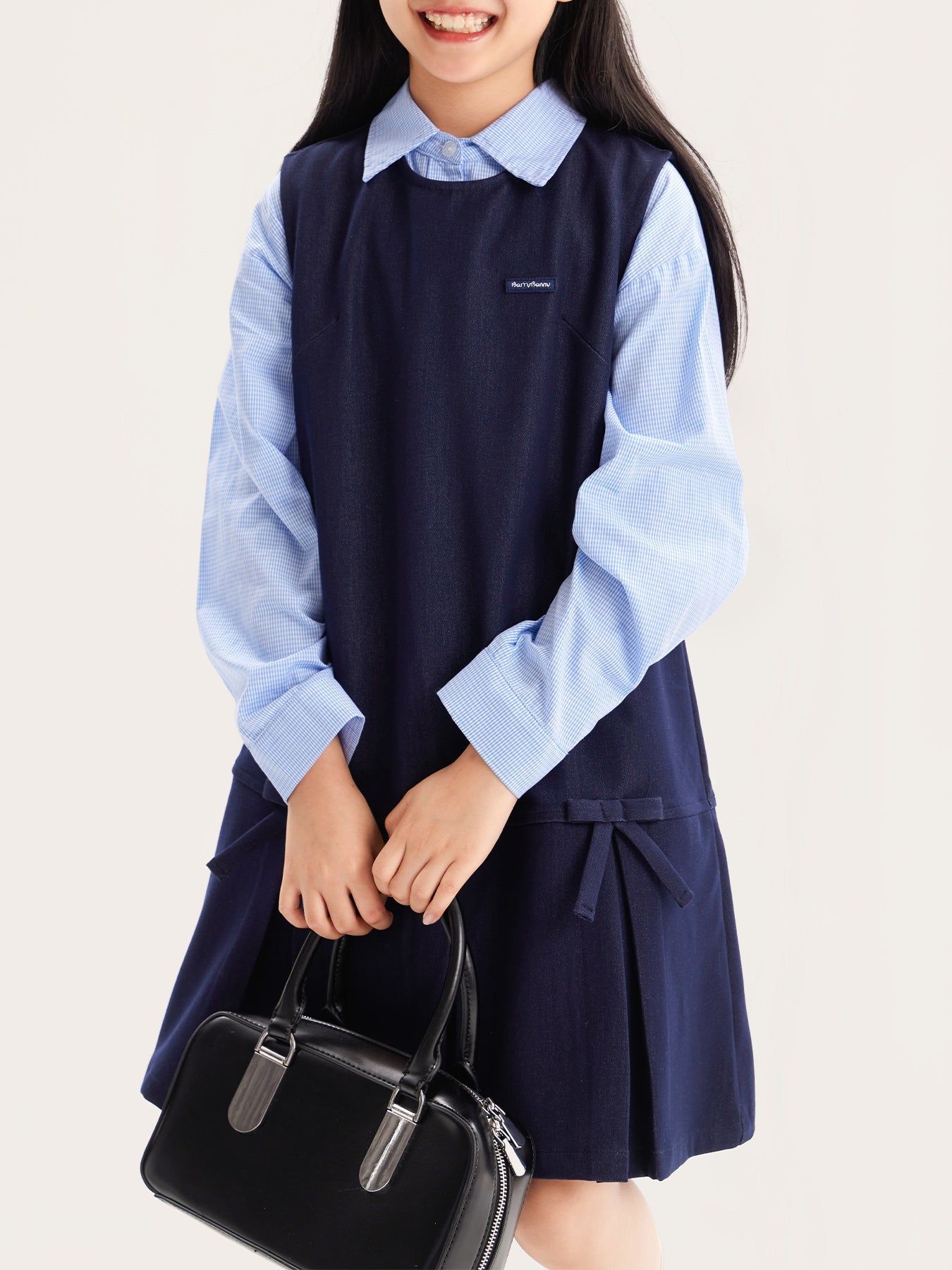 Sleeveless A-Line Dress with Bow Detail for Girls