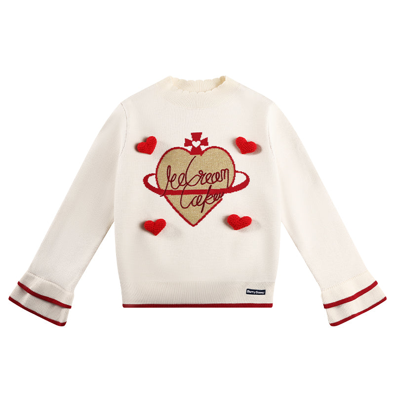 Kids' Cute Heart Knit Sweater