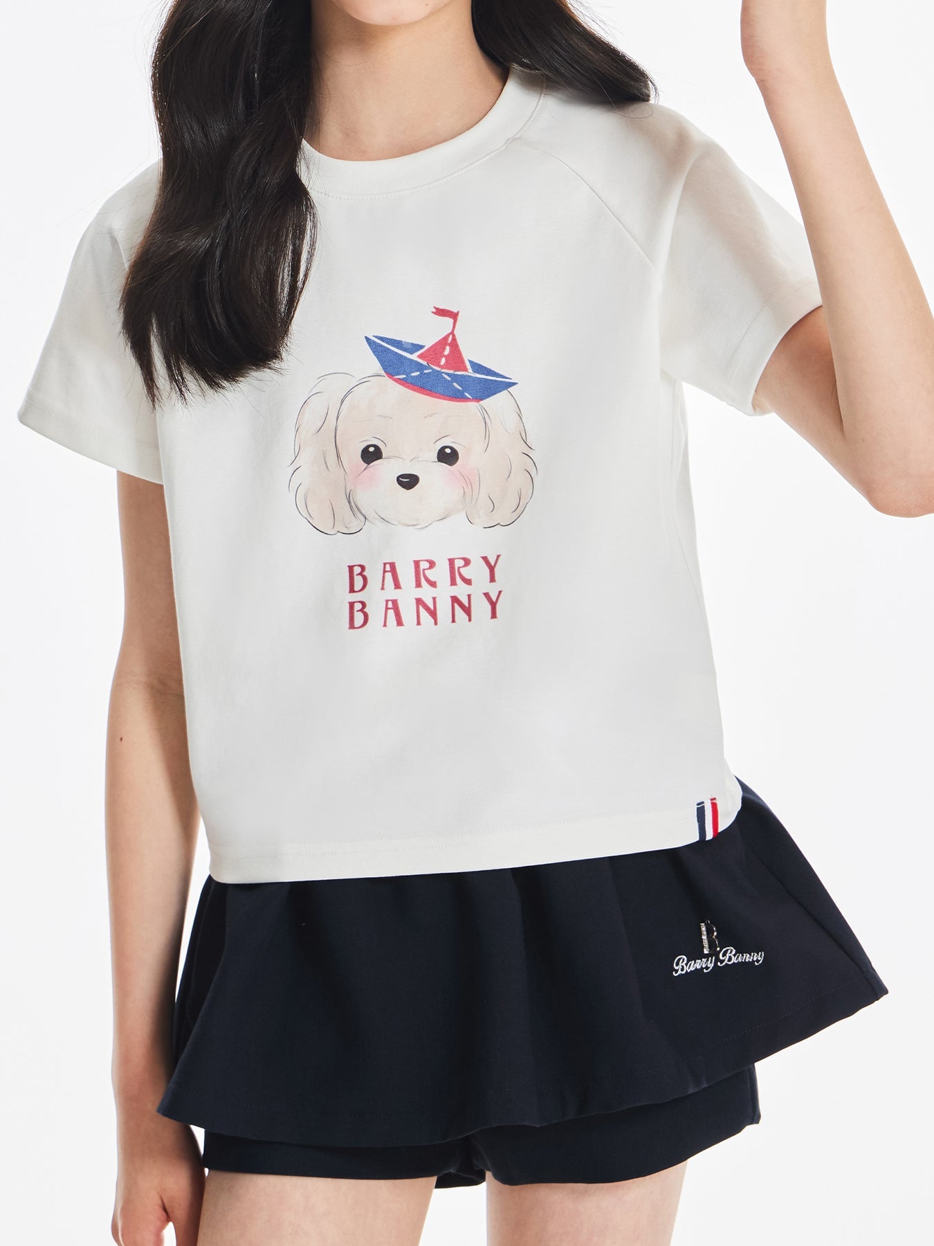 Girls Dog Graphic Cotton Blend Short Sleeve T-Shirt