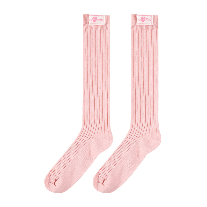 Kids Simple Cotton Ribbed Knee-High Socks