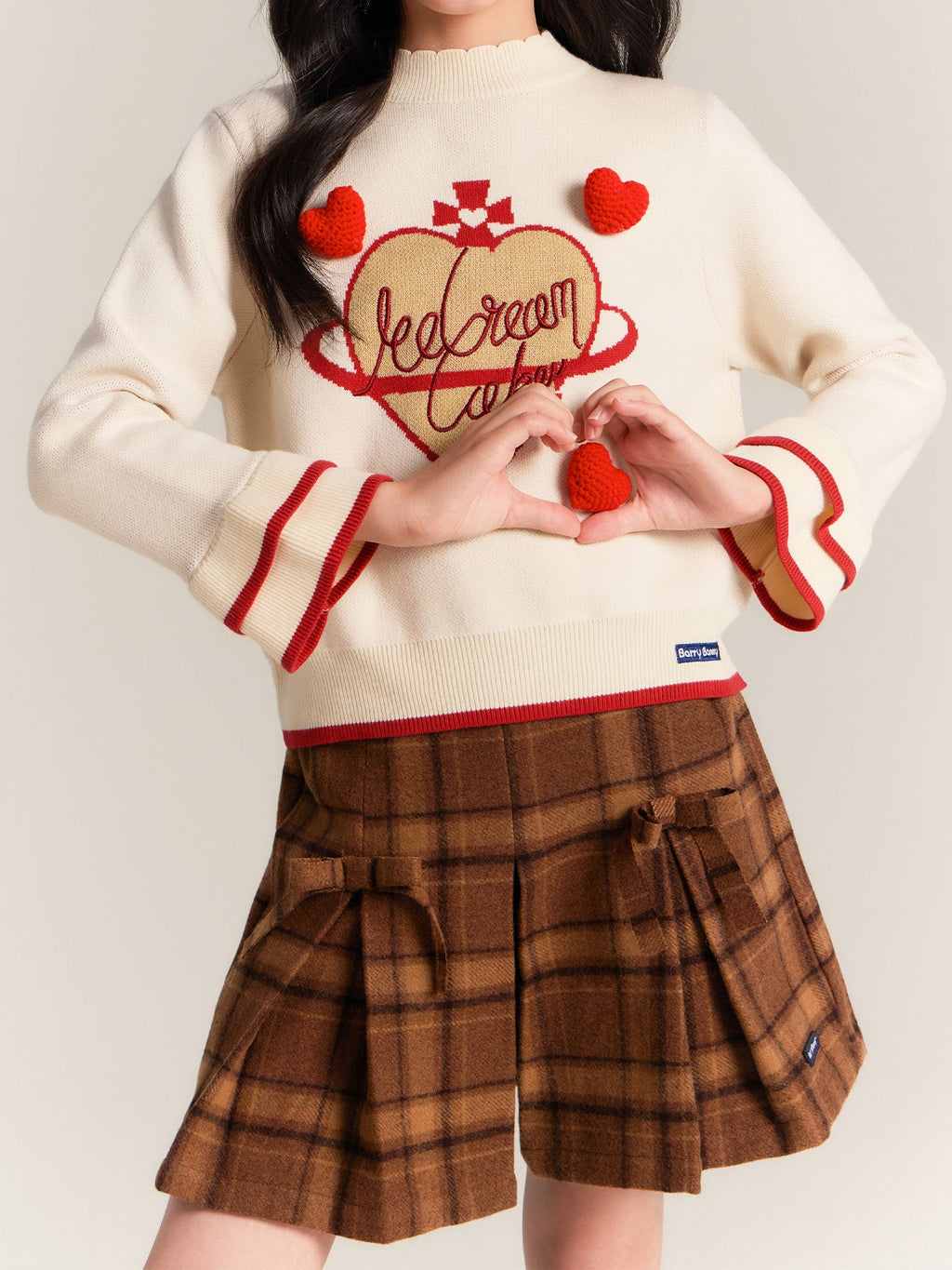 Kids' Cute Heart Knit Sweater