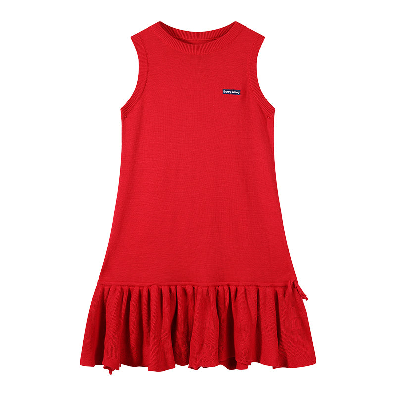 Girls' Knit Sleeveless Dress with Bow Detail