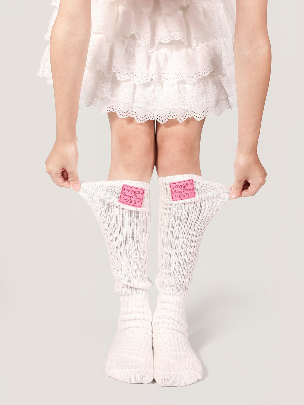 Kids White Slouch Socks Long Ribbed Fashion Style