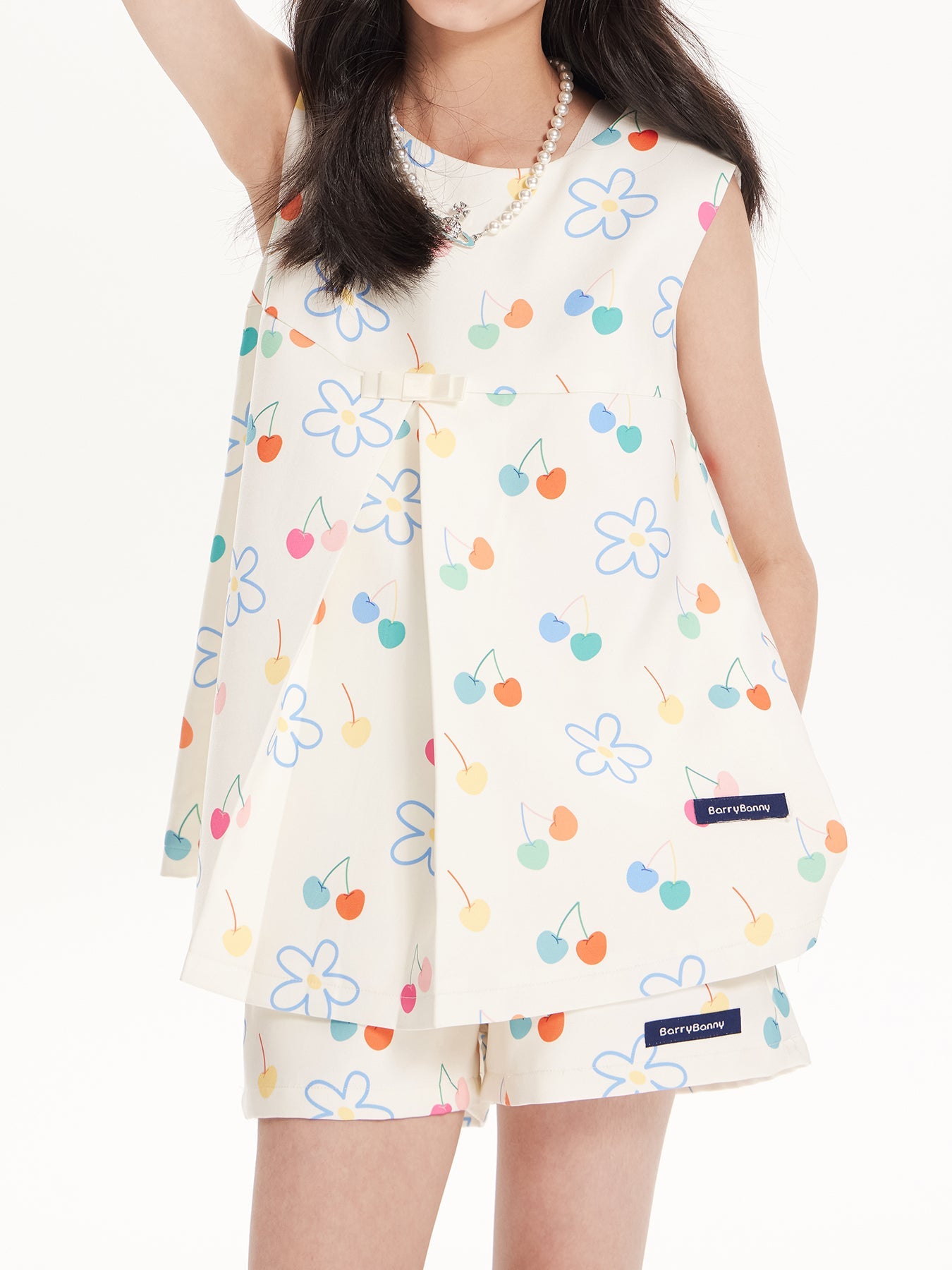 Girls Cherry Print Sleeveless Top and Shorts