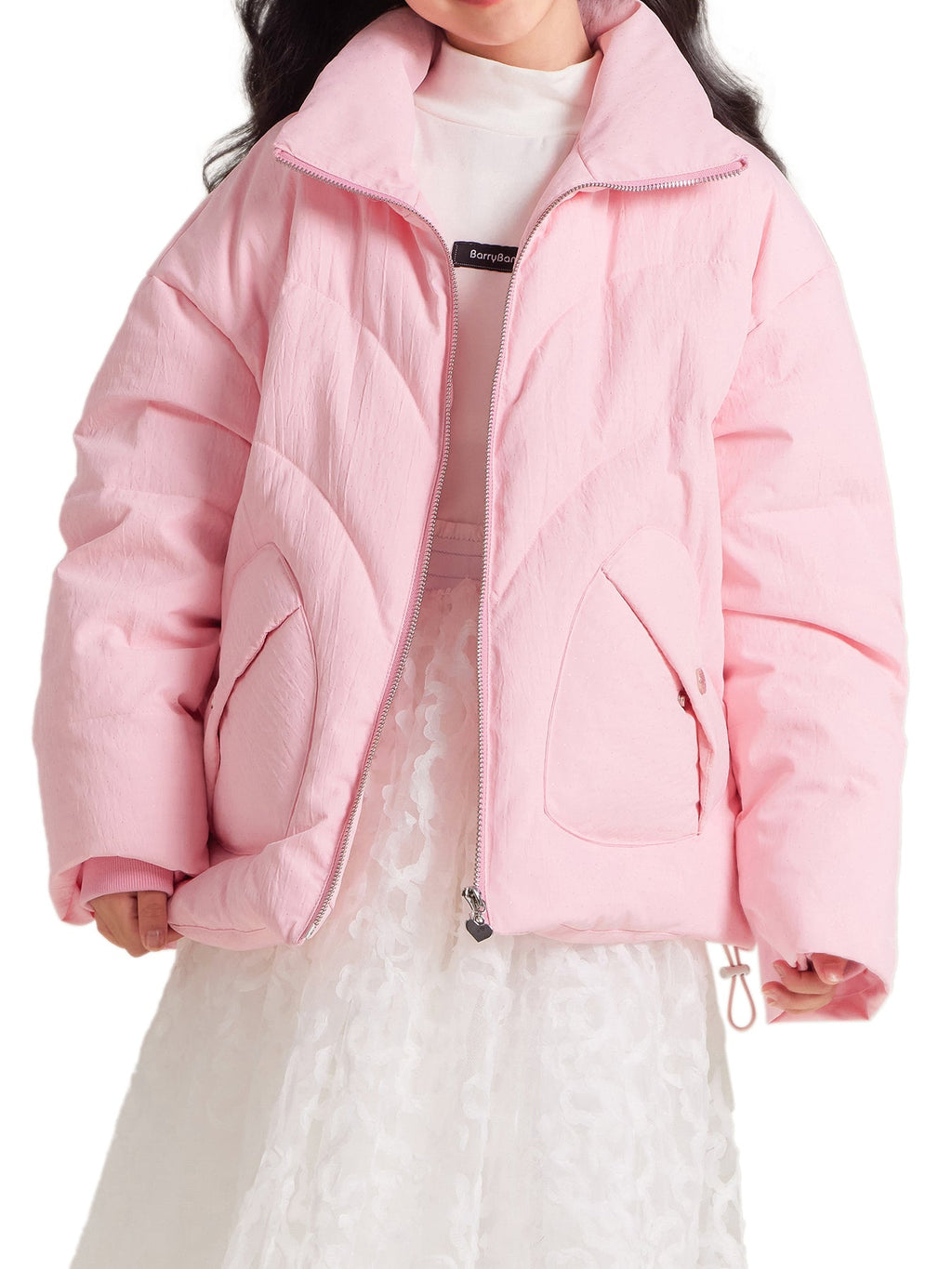 Girls Pink Down Puffer Jacket Winter Warm Short Coat