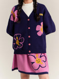 Girls Zip Up Cardigan Jacket with Sunflower Print