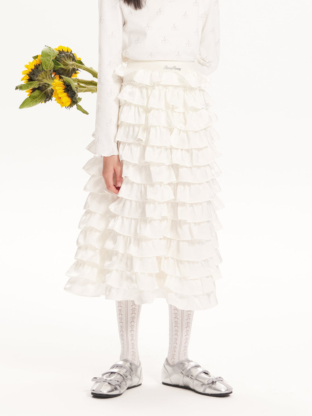 Girls Satin Ruffle Layered Princess Cake Skirt