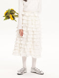 Girls Satin Ruffle Layered Princess Cake Skirt