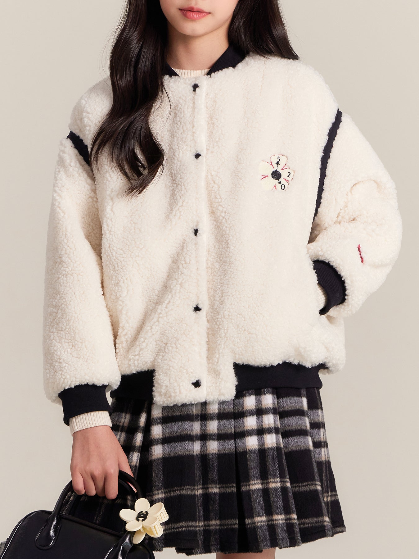 Girls Cozy Button Front Winter Jacket