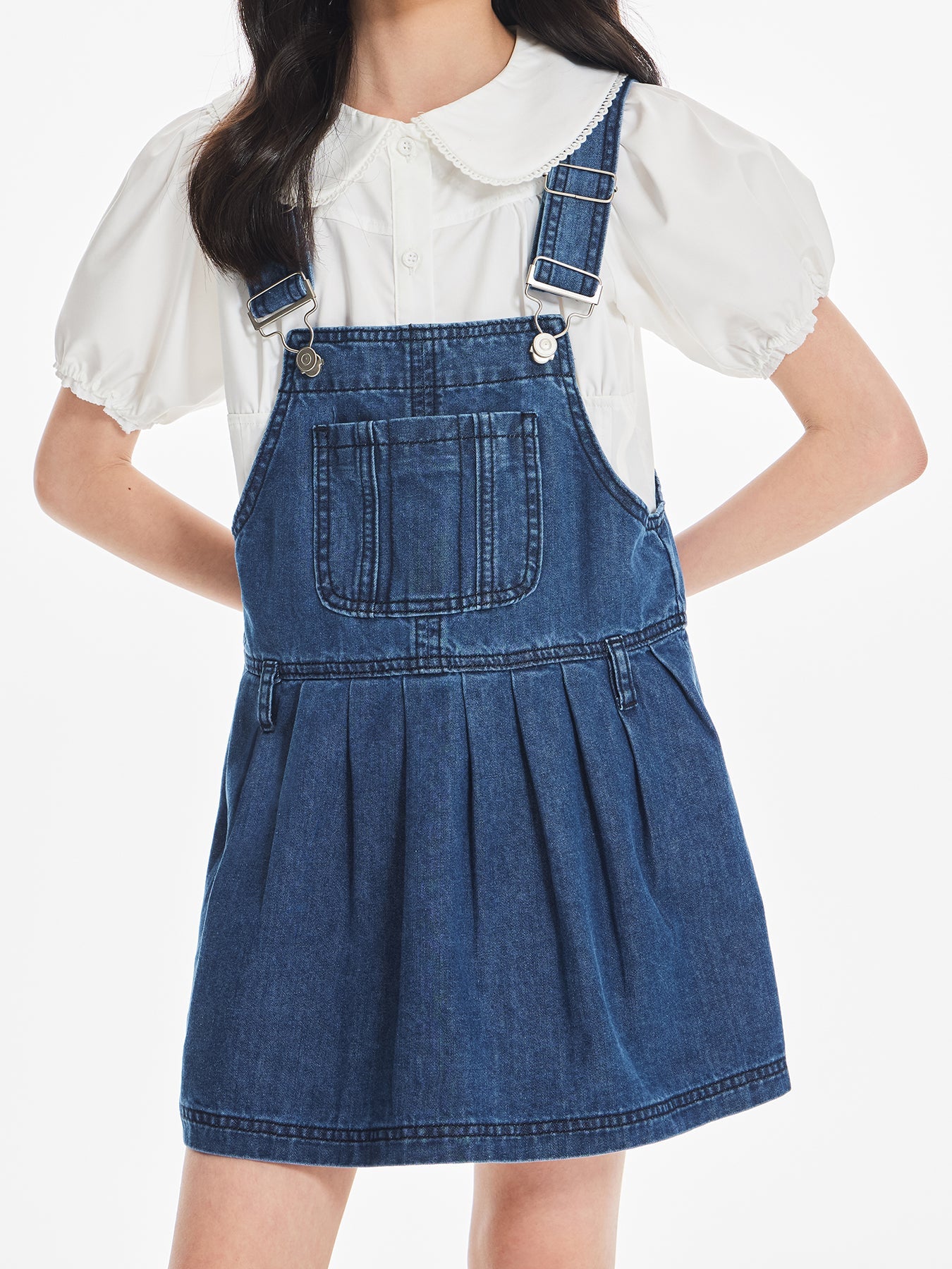 Girls Classic Denim Overall Dress Casual Outfit