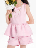 Girls Pink Bow Detail Elegant Casual Summer Shorts