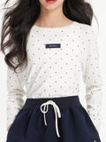 Girls Polka Dot Lace Trim Long Sleeve Tee with Logo