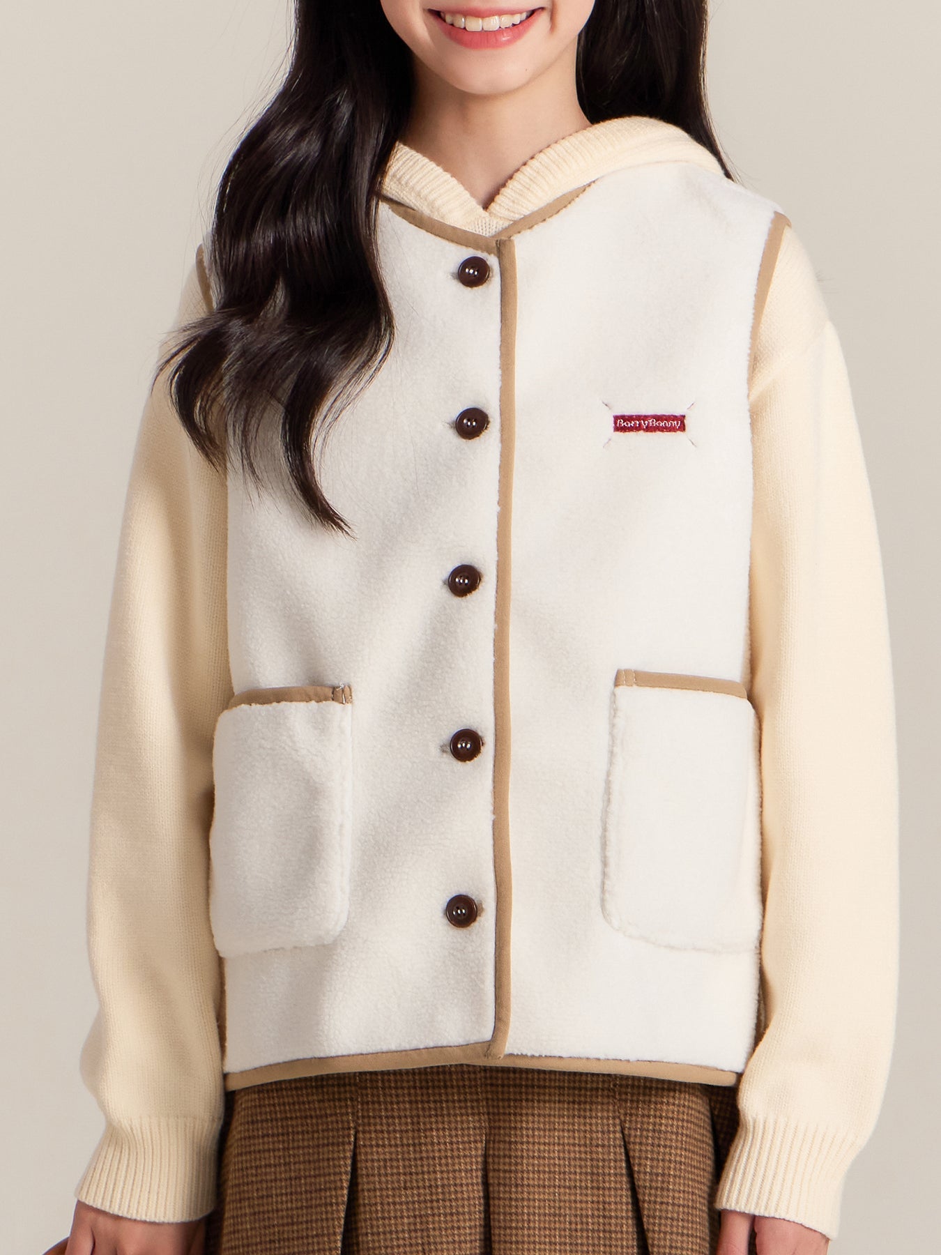 Girls Button Front Vest with Pockets