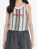 Girls Striped Tank Top Letter Embroidery Summer Vest