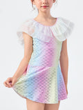 Girls Mermaid One Piece Swimsuit Sparkle Stretch Swimwear