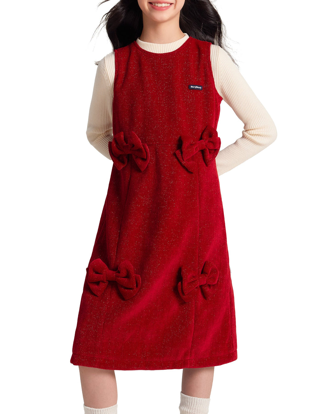 Girls Sparkle Bow A-Line Sleeveless Party Dress
