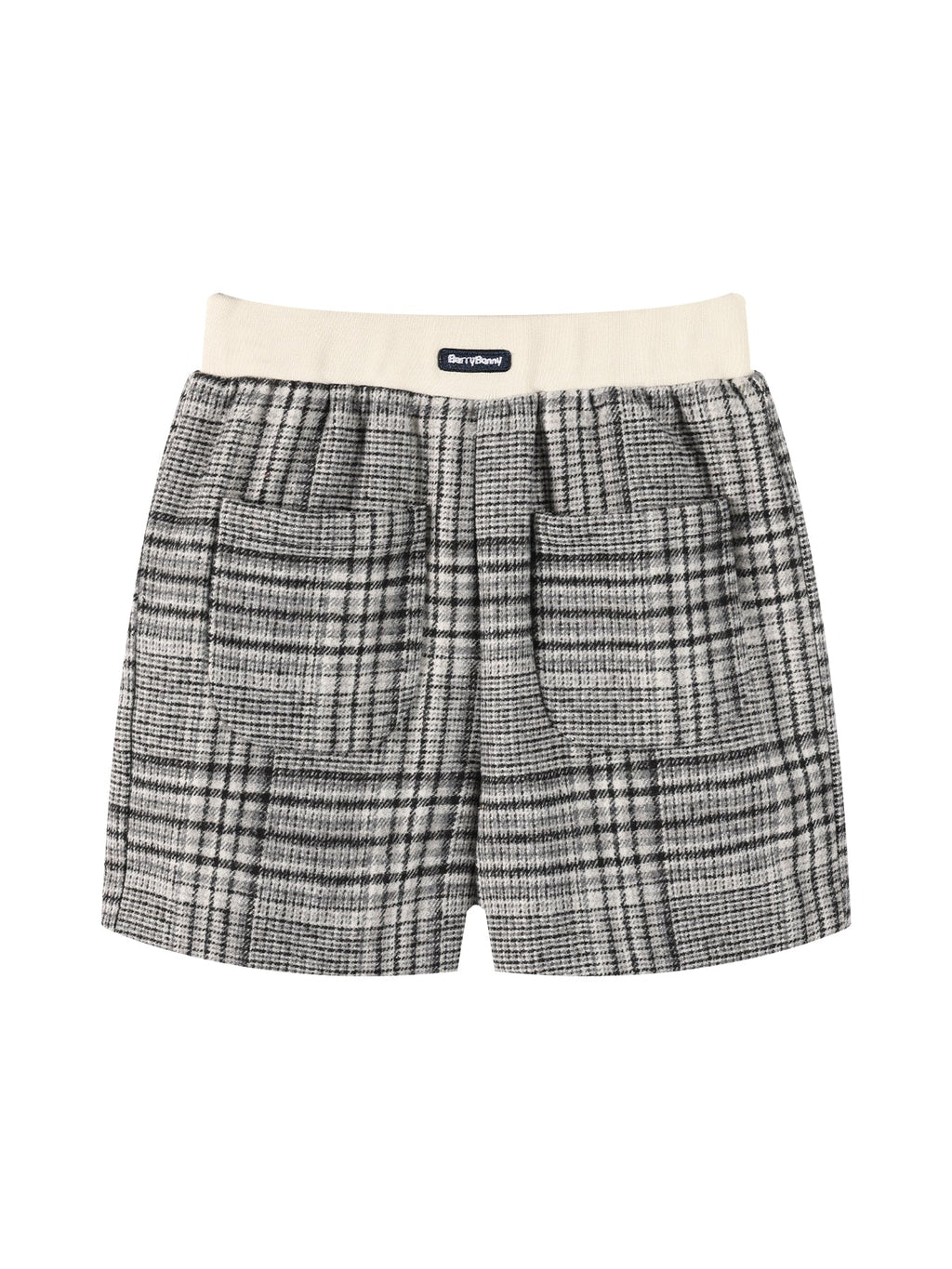 Girls Plaid Wool Blend Shorts with Elastic Waist