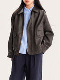 Kids Oversized Vintage Faux Leather Jacket Casual