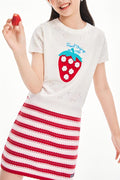 Girls Summer Knit Striped Skirt Elastic Waist Mini Skirt