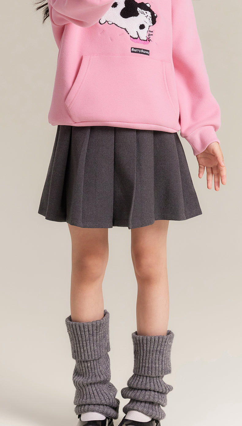 Girls Grey Pleated Skirt with Bow Detail School Uniform Style