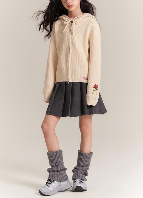 Girls Grey Pleated Skirt with Bow Detail School Uniform Style