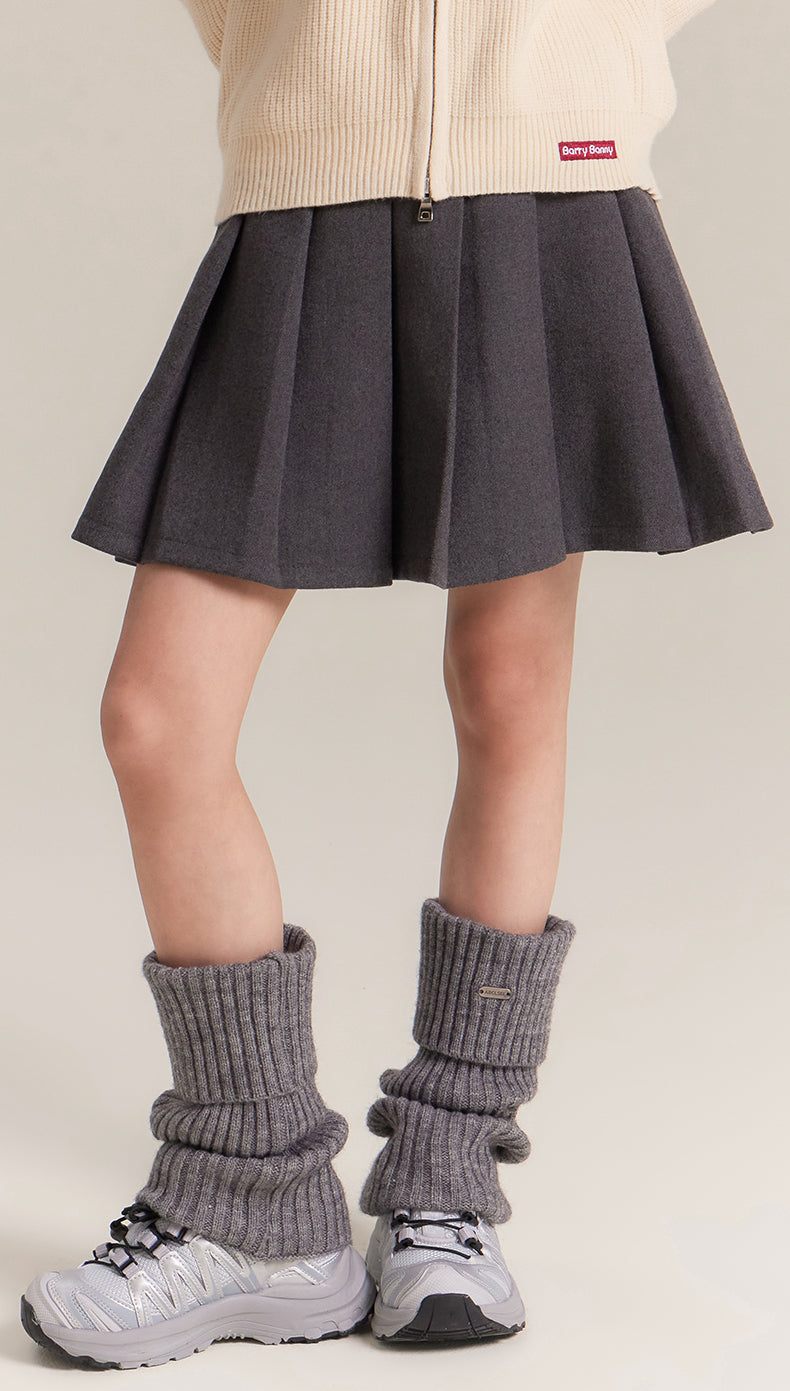 Girls Grey Pleated Skirt with Bow Detail School Uniform Style