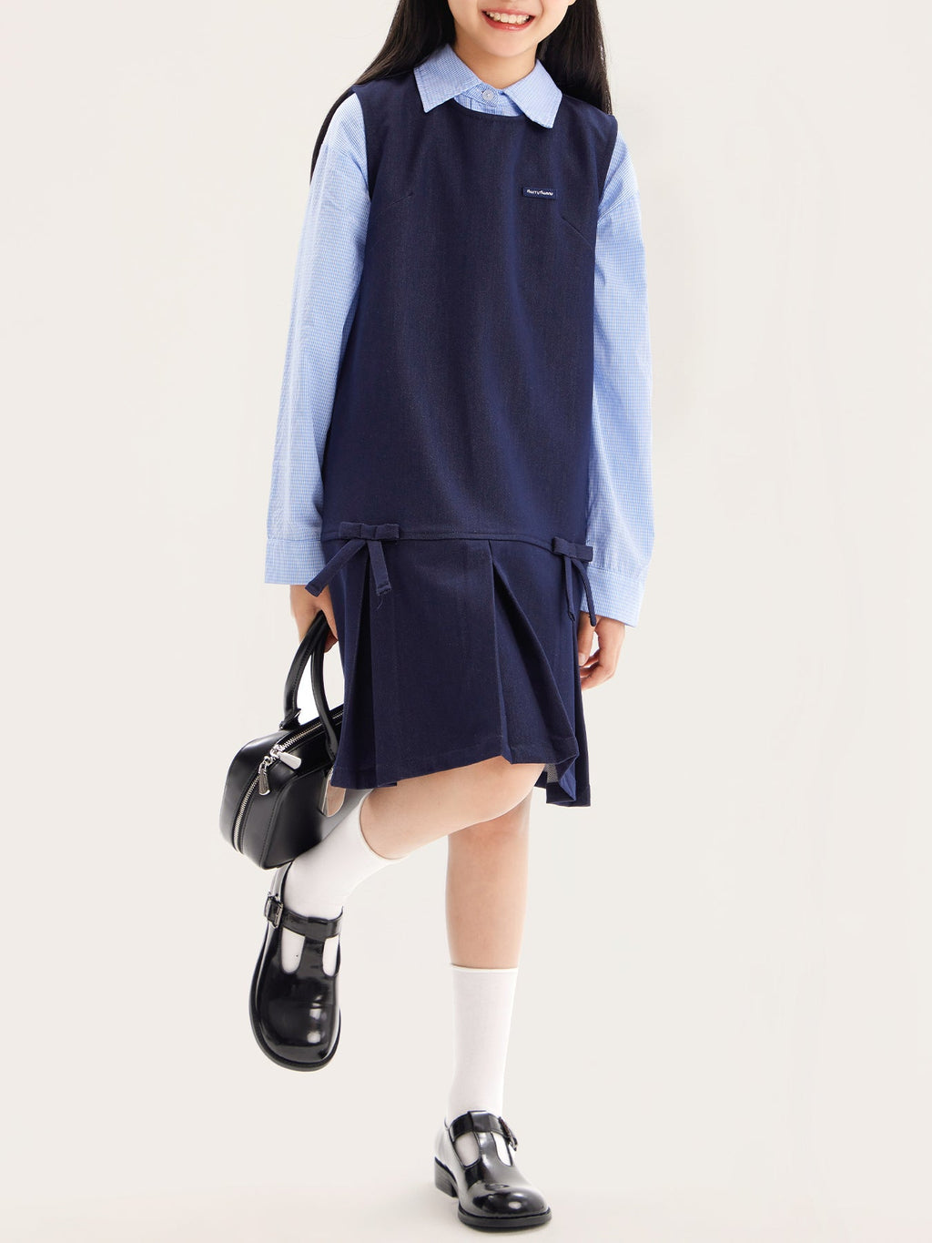 Sleeveless A-Line Dress with Bow Detail for Girls