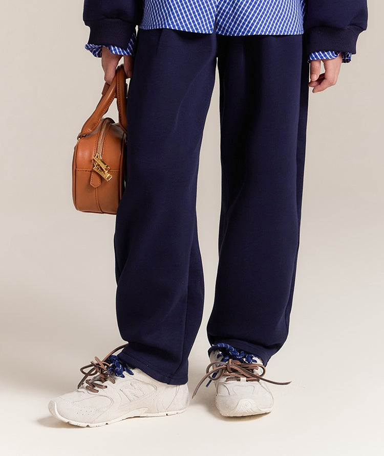 Girls Navy Zip Jacket and Wide Leg Elastic Waist Pants