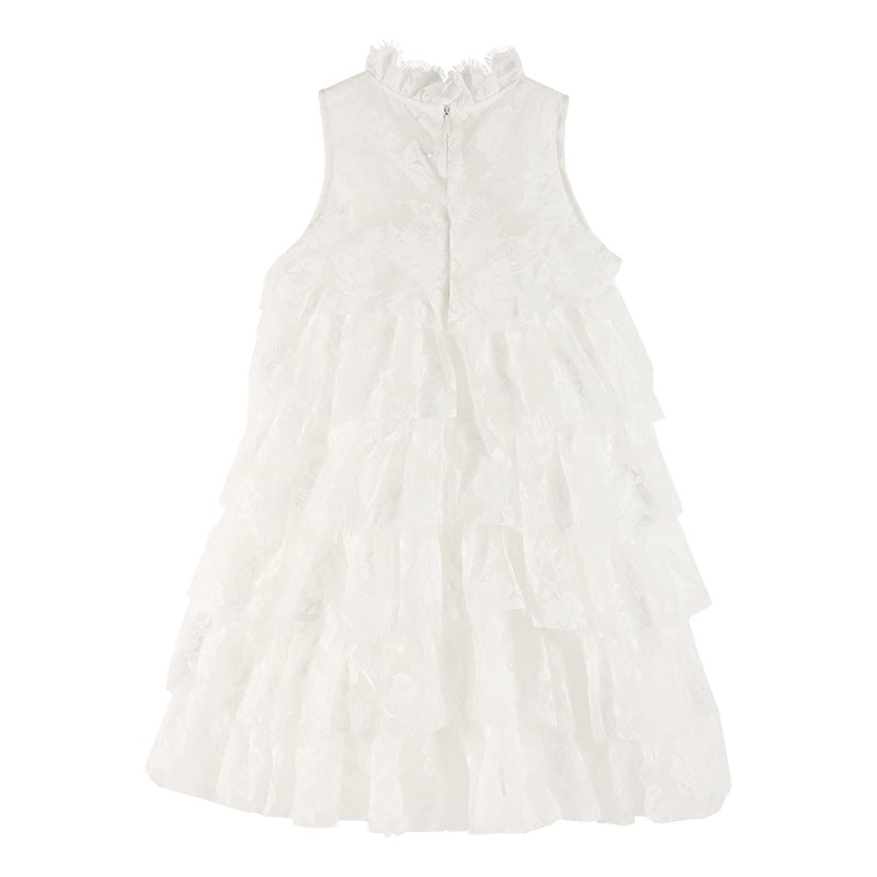 Girly Lace & Tulle Sleeveless Princess Dress for Girls