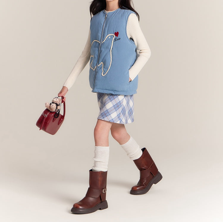 Kids Blue Puffer Vest – Warm Sleeveless Fall Winter Jacket