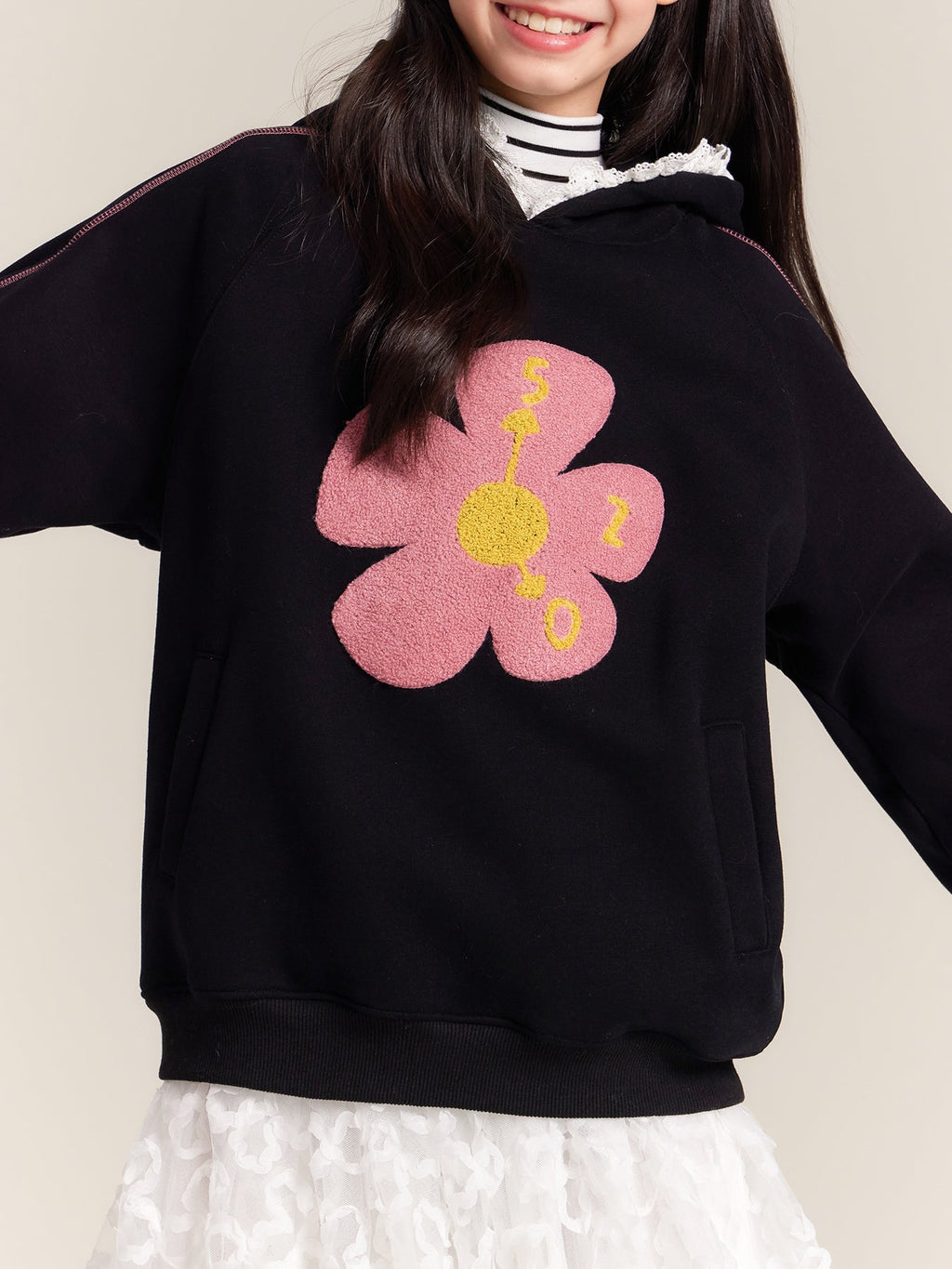 Girls Hooded Sweatshirt Loose Casual Pullover Top