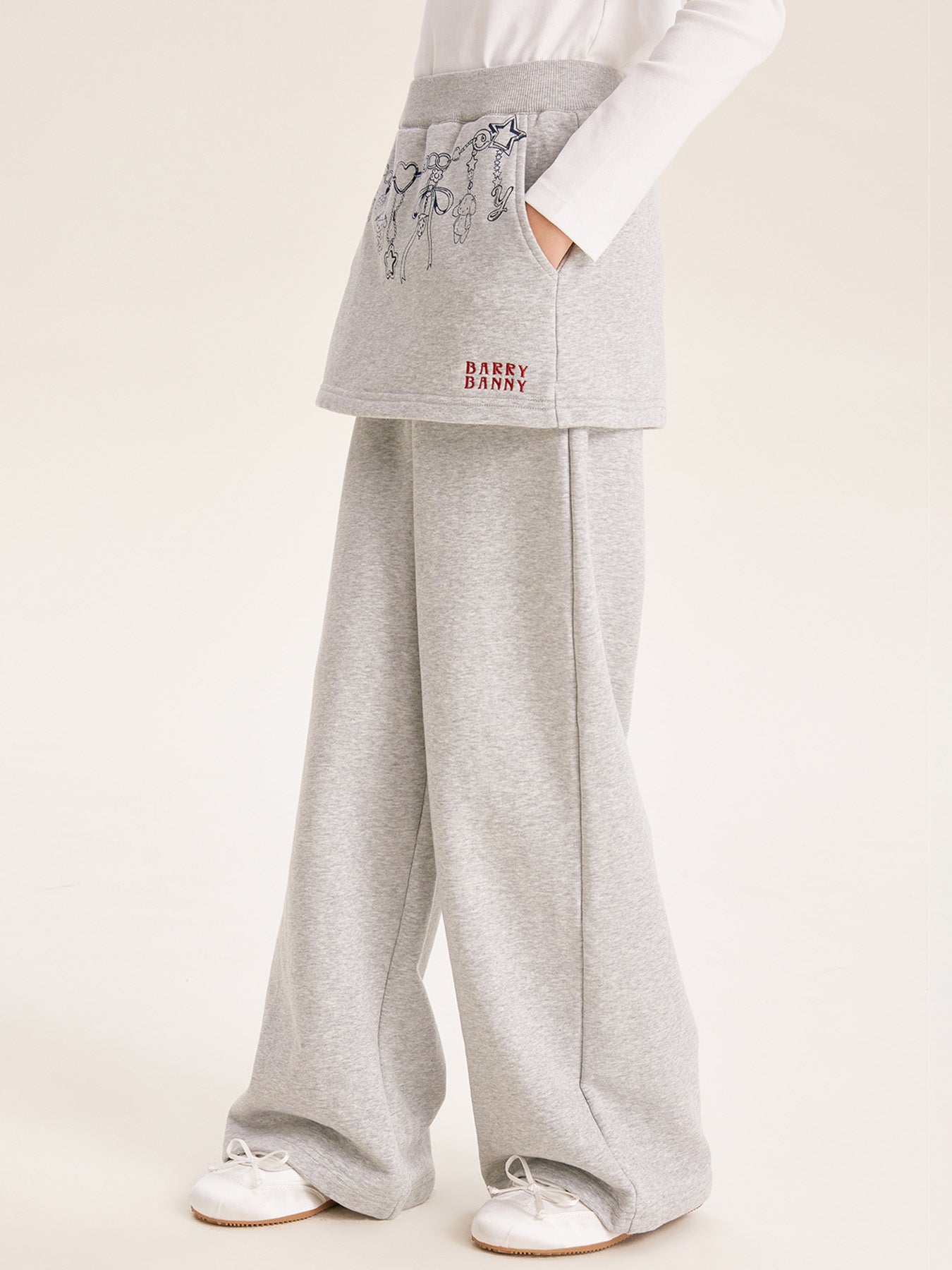 Girls Grey Hoodie Jacket and Faux Layered Skirt Pants Set