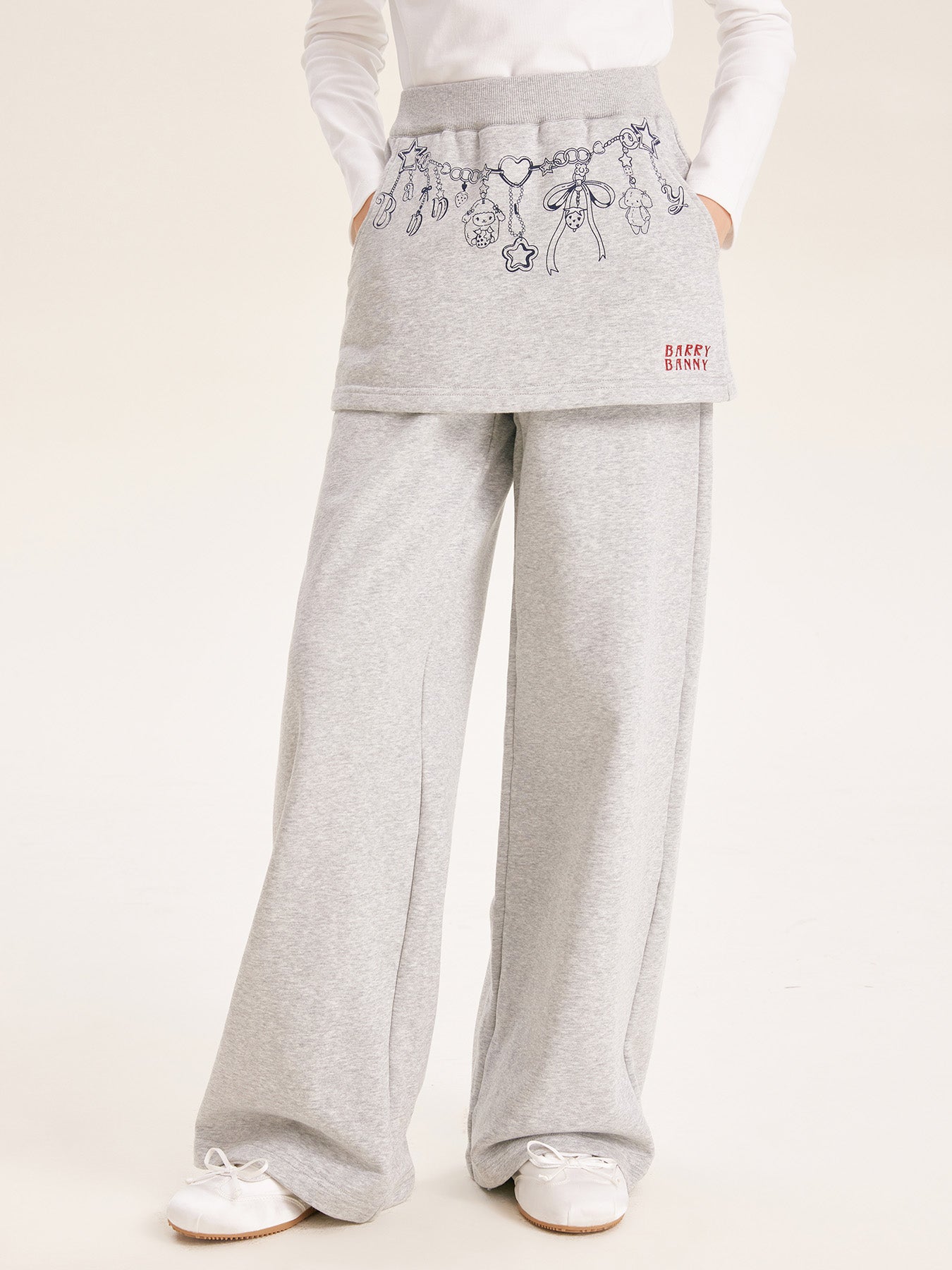 Girls Grey Hoodie Jacket and Faux Layered Skirt Pants Set