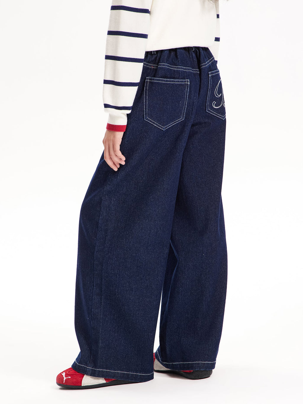 Girls High-Waist Slim Fit Soft Denim Pants