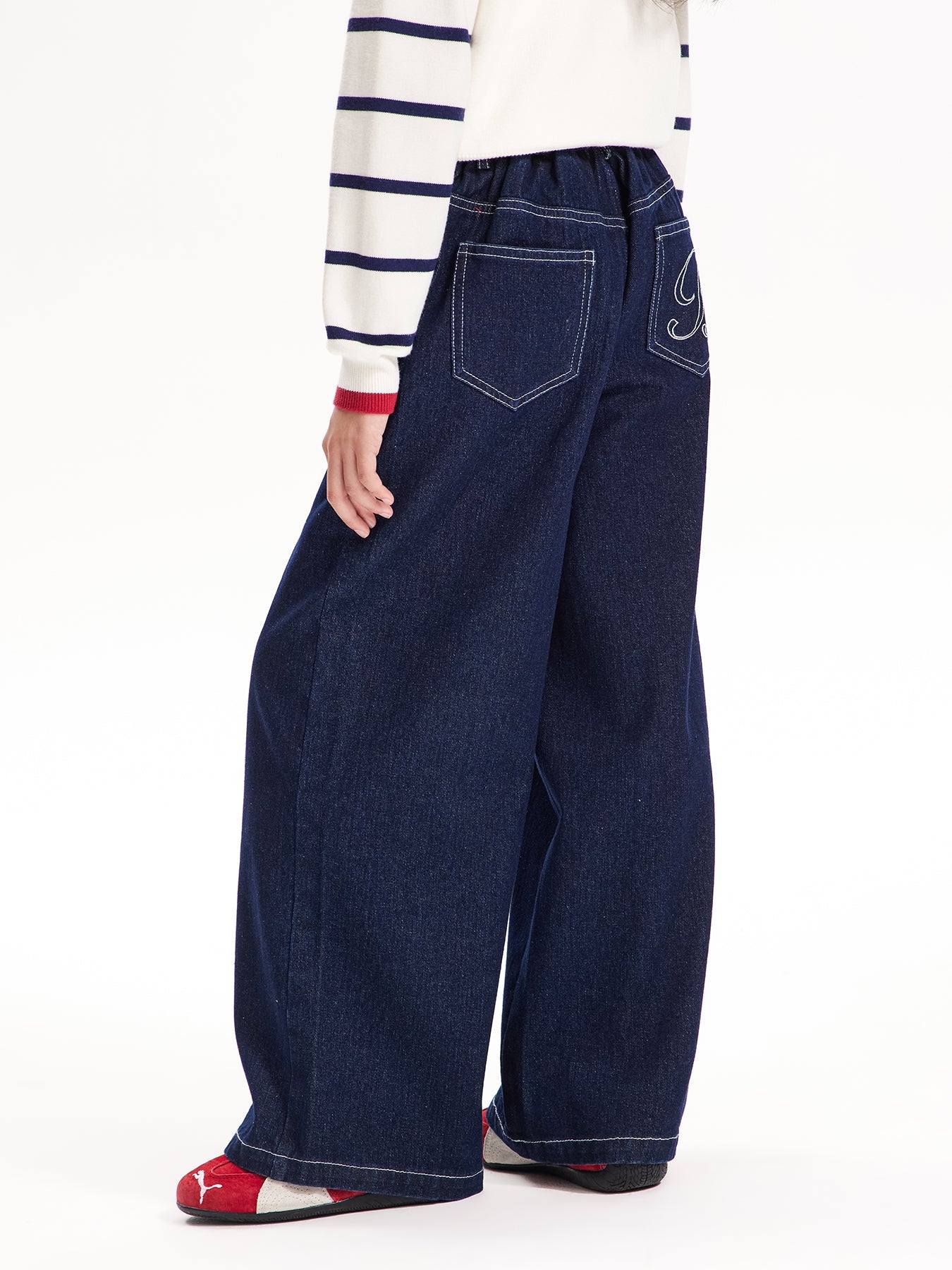 Girls High-Waist Slim Fit Soft Denim Pants