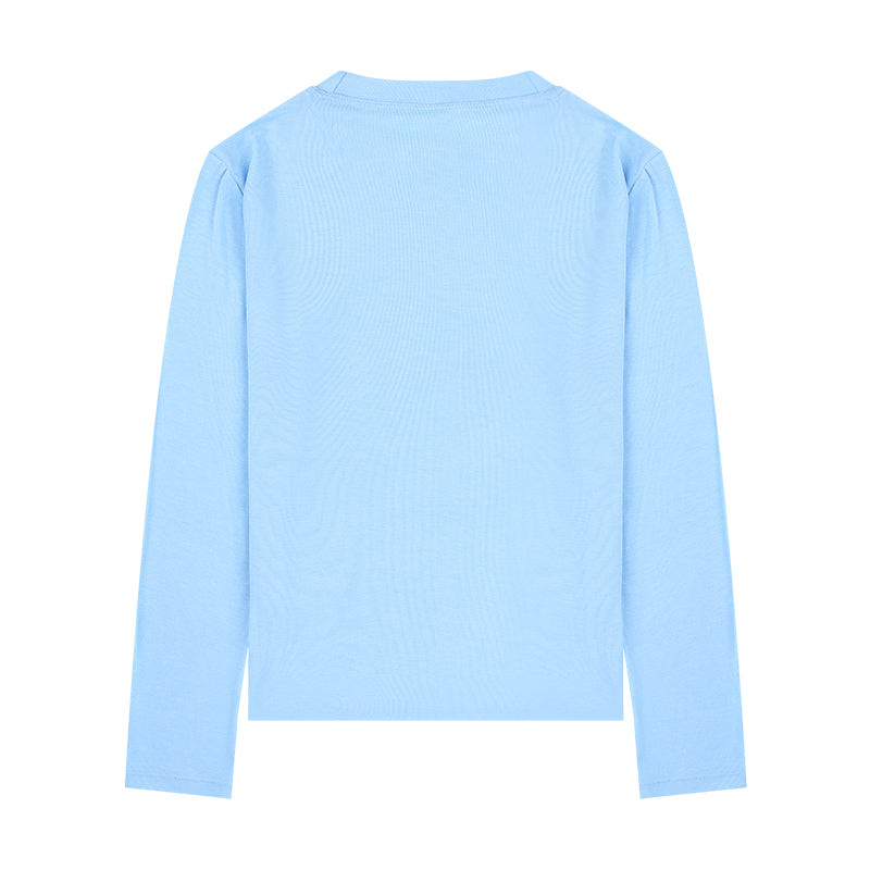 Kids Long Sleeve Solid Color Slim Fit T-Shirt